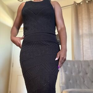 Timeless Black Knit Matching Set - Elegant & Stretchy